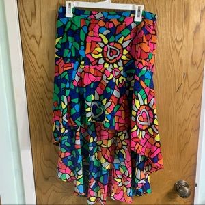 Stained glass rainbow asymmetrical skirt